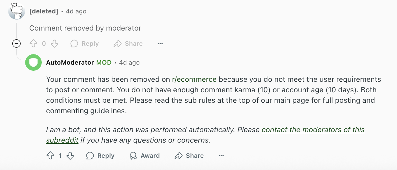 Example removal due to insufficient karma and age
